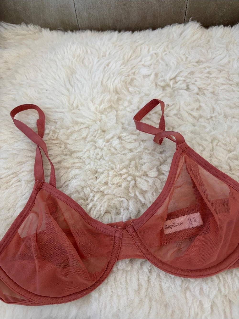 GAP Sheer Underwire Bra in Terracotta Pink